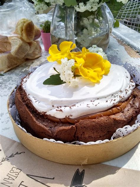 Bizcocho Brownie Dulce De Leche Merengue Y Chocolate Rallado