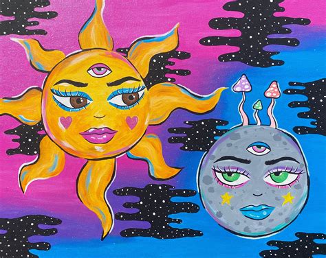 Moon and sun painting – Artofit