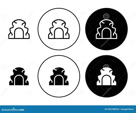 Cave Icon Collection Of Outline Thin Line Symbol Or Sign Stock