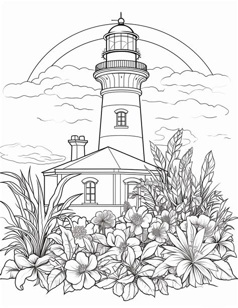 100 Printable Lighthouse Scene Coloring Pages For Adults Printable PDF