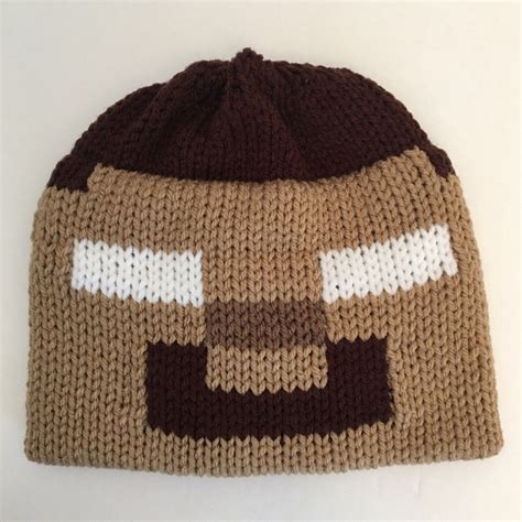 Herobrine Inspired Knit Beanie Minecraft Monster Made To Etsy