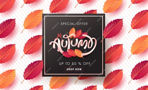 Premium Vector Autumn Sale Layout Decorate With Leaves For Shopping