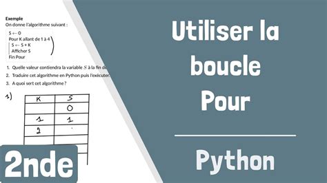 Comment Utiliser La Boucle Pour En Python YouTube