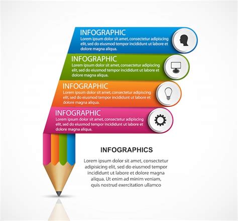 Premium Vector Infographics Template Pencil With Colored Ribbons