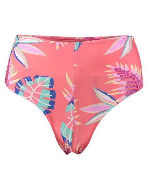 Riachuelo Biquíni Calcinha Hot Pant Microfibra Folhagem Rosa Salmão Dript by Riachuelo