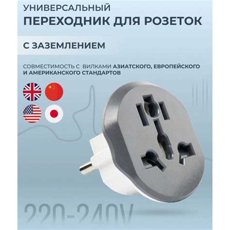 Переходник для розетки универсальный для всех типов сетевых вилок в ...