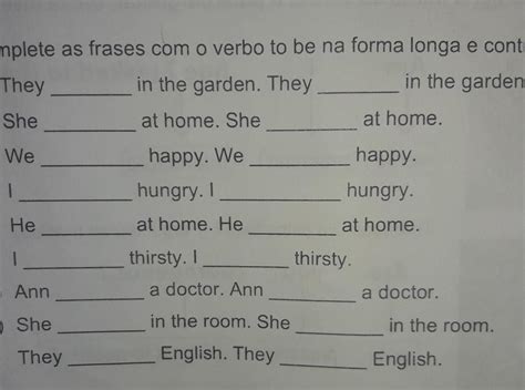Frases Com Verbo To Be - Complete As Frases Com O Verbo To Be - RETOEDU