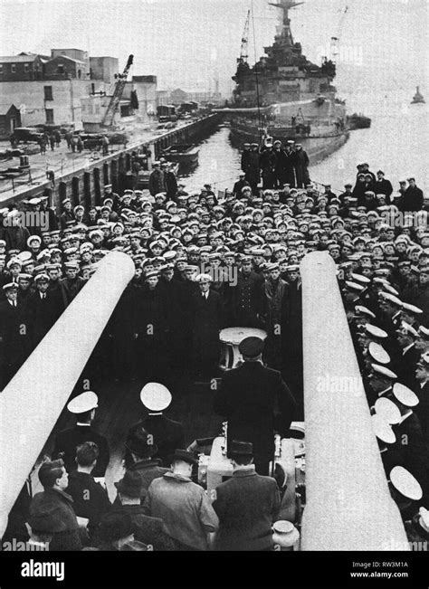 Churchill At Plymouth Welcoming The Crew Of Hms Exeter Returning From