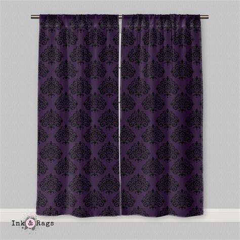 Purple Black Damask Curtains – Ink and Rags