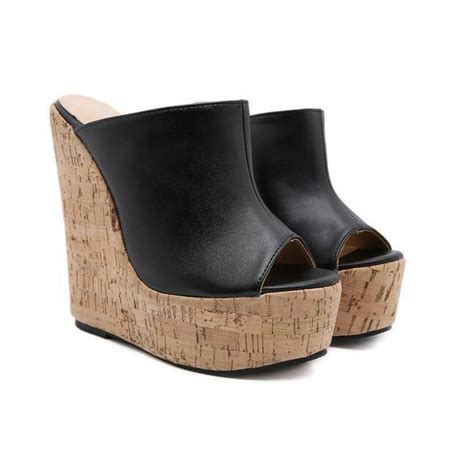 Cm Extreme High Heels Holz Optik Wedge Platform Sandalen