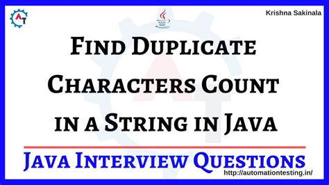 Find Duplicate Characters Count In A String In Java Java