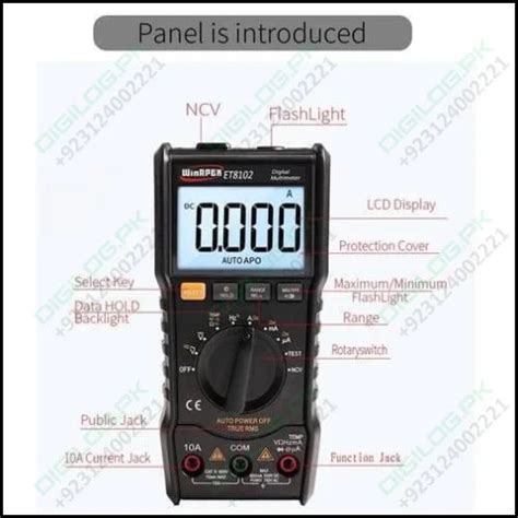 Et8102 True Rms Digital Display Pocket Size Multimeter 1000v 10a