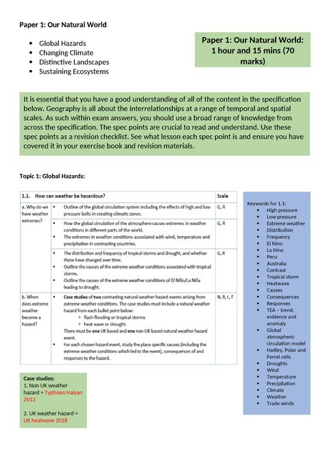 Paper Revision Guide Geography Ocr B Paper Our Natural World