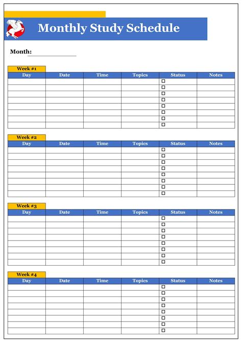 Monthly Study Schedule Template by James Andrew - Issuu