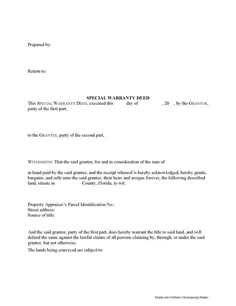 Miami-dade County Special Warranty Deed Form | Florida | Deeds.com