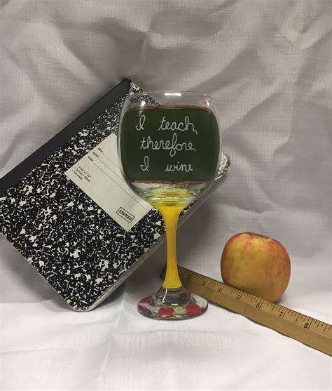 Teacher Wine Glass Ts For Teachers Funny I Teach Therefore I Wine Large Wine Glass Hand