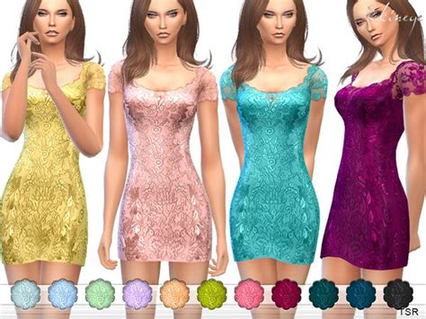 The Sims Resource Lace Dress By Ekinege • Sims 4 Downloads Lace Dress Dresses Bodycon Mini