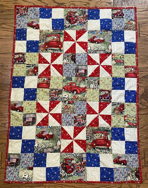 Patriotic Summer Picnic Lap Quilt Kit Includes Binding And Backing Etsy