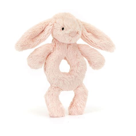 Bashful Silver Bunny Ring Rattle Official Jellycat