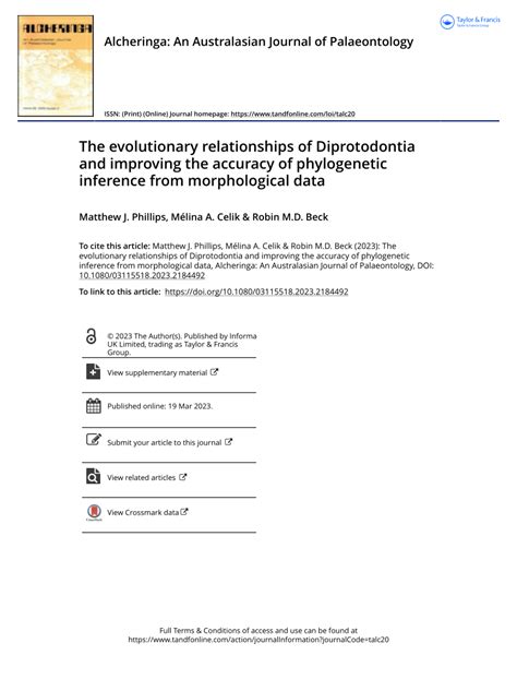 (PDF) The evolutionary relationships of Diprotodontia and improving the ...