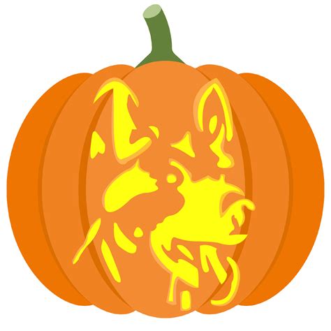 German Shepherd Pumpkin Stencil Free Printable Papercraft Templates