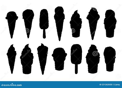 Set Of Vector Hand Drawn Ice Cream Silhouettes Eskimo Pie Ice Cream