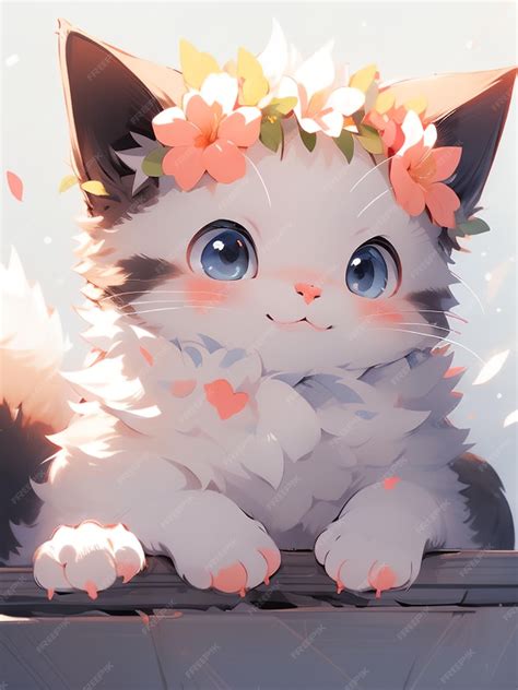 Premium Photo Cute Cat Anime Art Styles