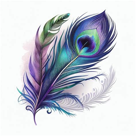 Premium Photo There Is A Drawing Of A Peacock Feather On A White