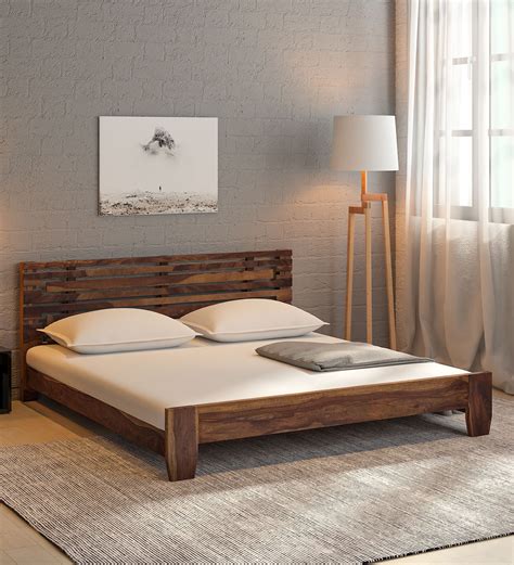 Buy Vilseck Sheesham Wood Queen Size Bed In Scratch Resistant