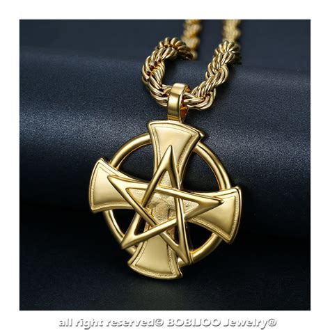 Bobijoo Jewelry Pendentif Templier Croix Pentagrame Pentacle Ma On Or