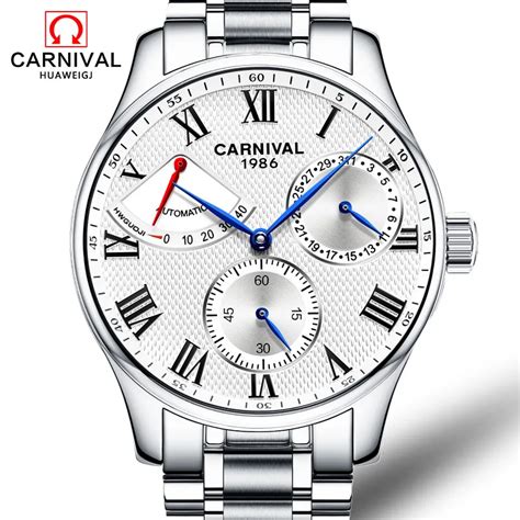 Switzerland Carnival Brand Luxury Men Watches Automatic Self Wind Watch