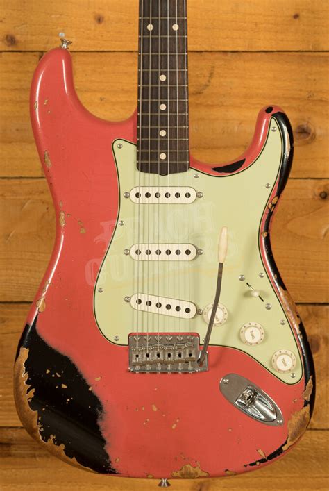 Fender Custom Shop Strat Heavy Relic Faded Fiesta Red Black