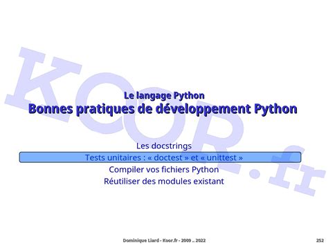 Le Langage Python Bonnes Pratiques De D Veloppement Python Tests