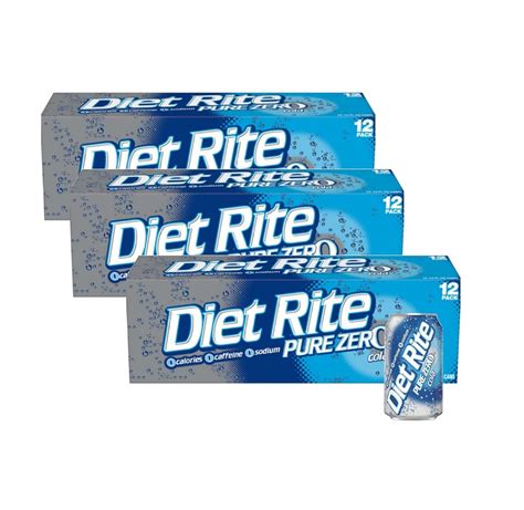 Diet Rite Pure Zero Cola Original Soda Soft Drink Cans 3 Cases 36