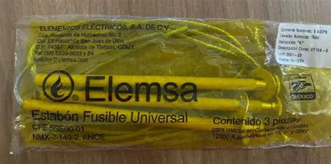 Eslabon Fusible 5 A 15 Kv Tipo K Pack 3 Pzas Elemsa Envío Gratis