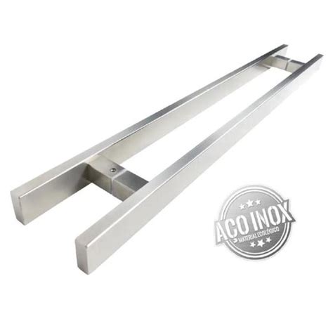 Puxador Inox Duplo Para Porta Barra Chata Escovado Cm Ideal