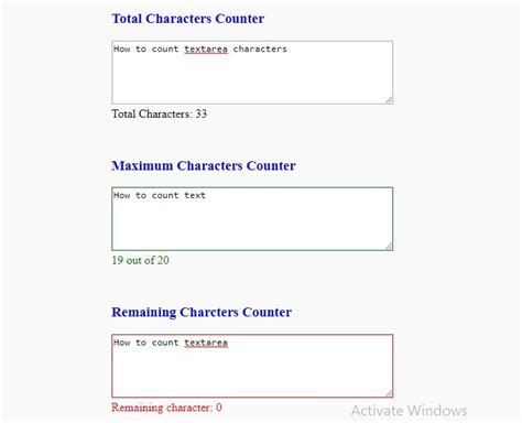 How To Count Textarea Characters Using Javascript Javascript Counting Source Code