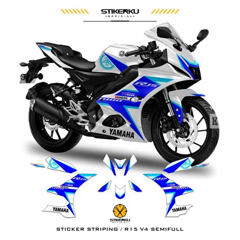 Sticker STRIPING YAMAHA R15V4 MOTIF 3 SEMIFULL STOCK DECALS R15 R15 V4