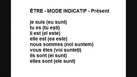 Être Mode Indicatif Présent Conjugarea Verbelor In Limba Franceza