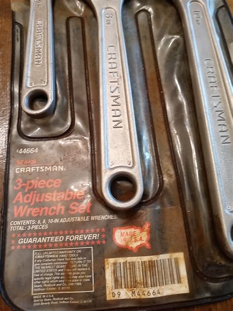 Craftsman Piece Adjustable Wrench Set With Case Ebay