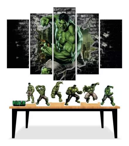 Kit Festa Aniversário Hulk 5 Quadrinhos 7 Displays Mdf