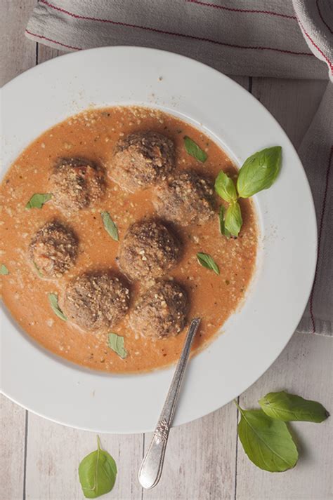 Tomato Basil Bisque With Italian Meatballs Wishes And Dishes