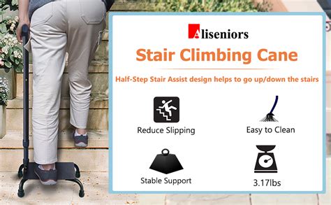 Aliseniors Stair Climbing Assist Cane Half Step Stair Lift Aid For