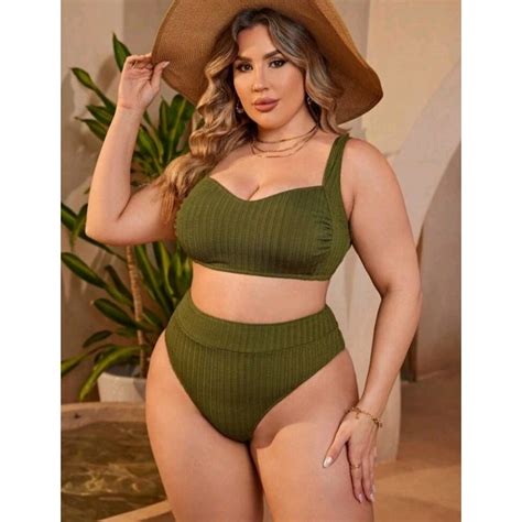 Biquini Plus Size Hot Pant Decote Cora O Bojo Remov Vel Canelado Ao Shopee Brasil