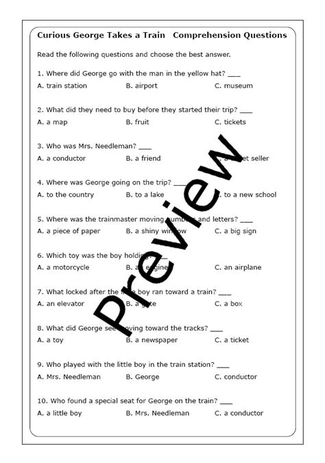 "Curious George Takes a Train" worksheets | Made By Teachers