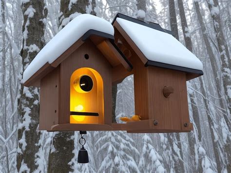 Premium AI Image | bright bird feeder in winter