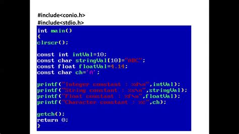 Constants In C Programming Youtube