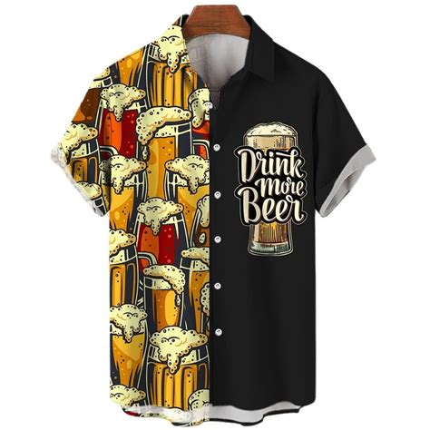 Hawaiian Strand Harajuku Shirts F R M Nner D Print Bier Kurzarm T