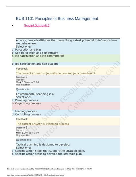 BUS 1101 Graded Quiz Unit 3 Intended For Review BUS 1101 UoPeople