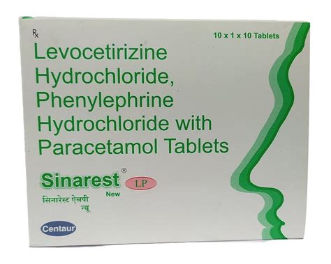 Centaur Levocetirizine Hydrochloride Phenylephrine Paracetamol Tablets